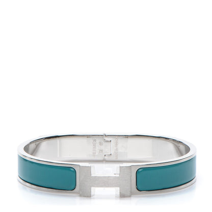Hermes Enamel Narrow Clic Clac H Bracelet GM Bleu Canard 1 of 5
