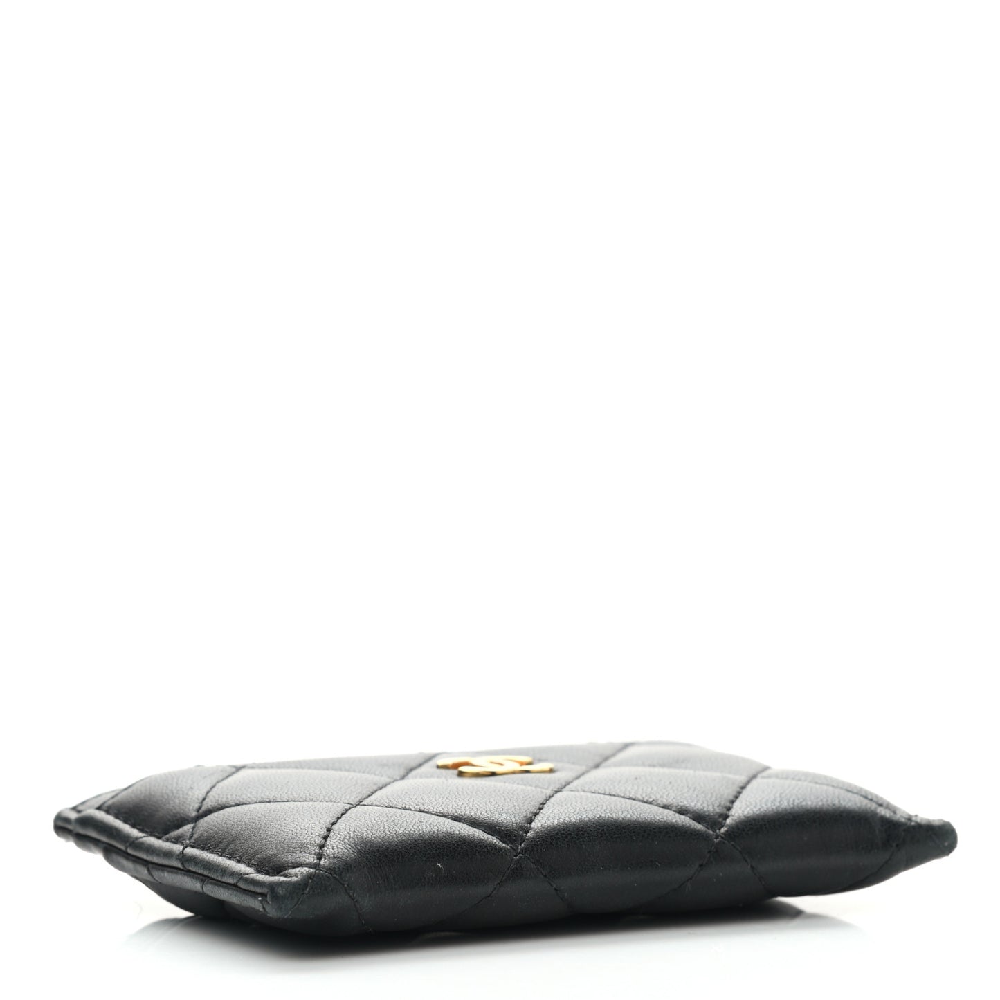 Lambskin Quilted Card Holder Black