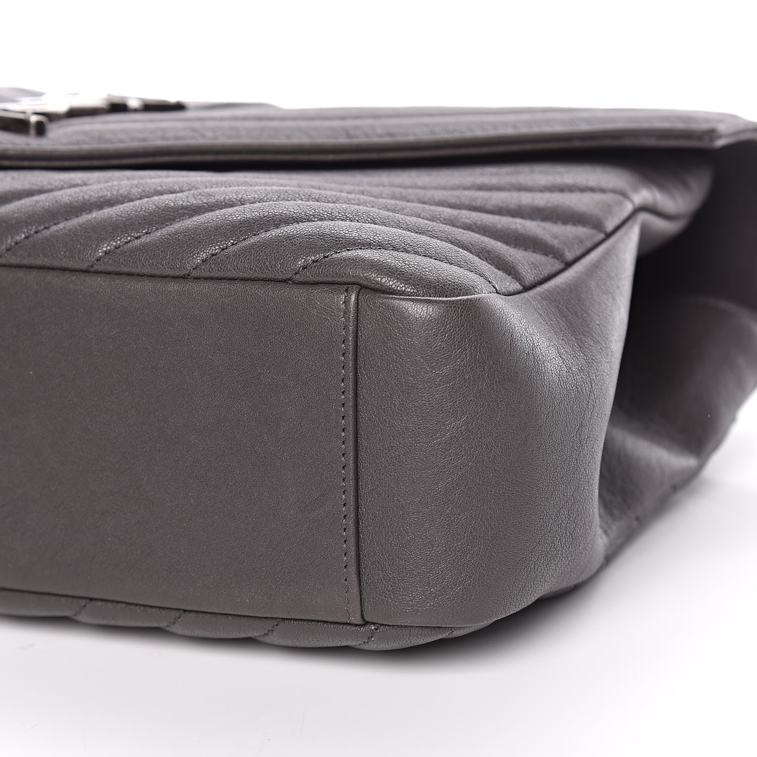Saint Laurent Sheepskin Matelasse Chevron Monogram Large College Satchel Dark Anthracite 9 of 14