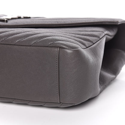 Saint Laurent Sheepskin Matelasse Chevron Monogram Large College Satchel Dark Anthracite 9 of 14