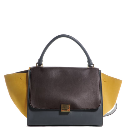 Celine Calfskin and Suede Small Tri-Color Trapeze Yellow 1 of 9