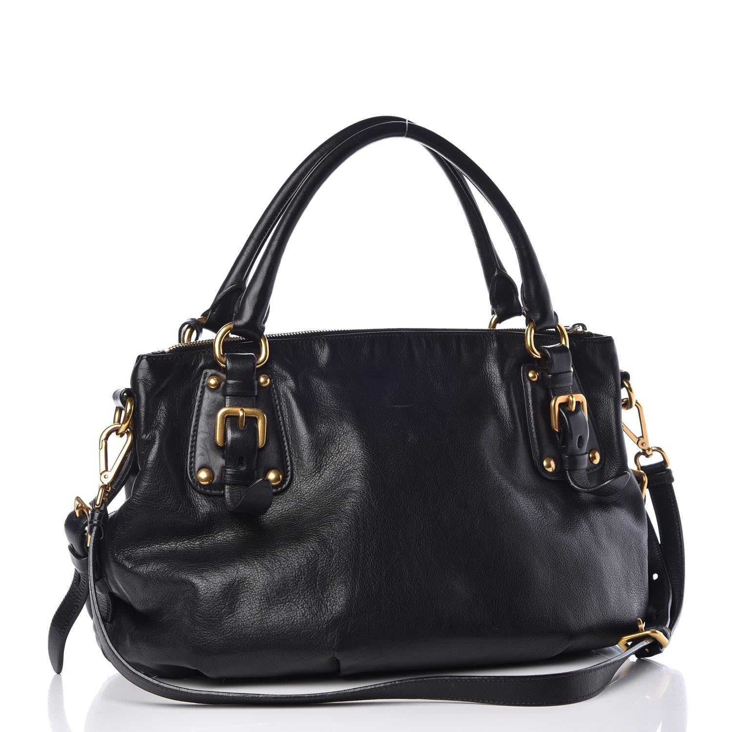 Prada Soft Calf Shoulder Bag Black 4 of 13