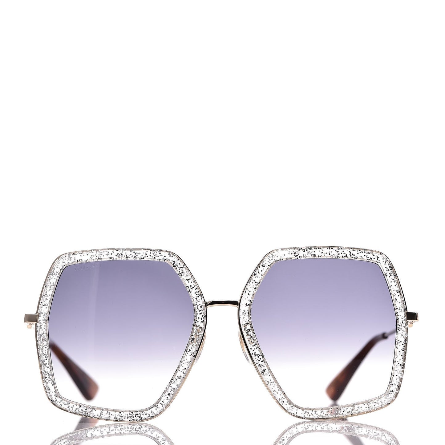 Glitter Acetate Oversize Square Frame Sunglasses GG0106S Silver