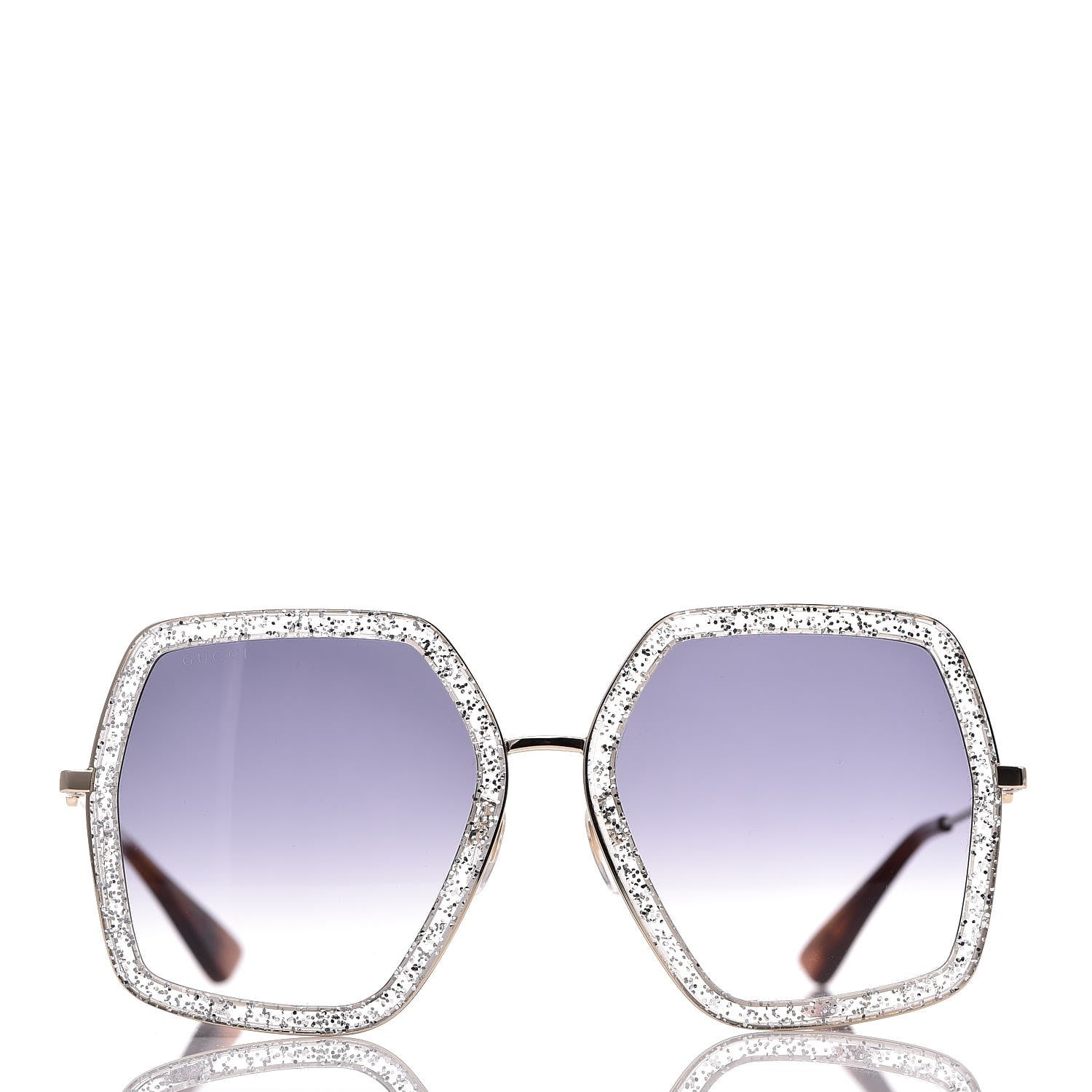 Gucci Glitter Acetate Oversize Square Frame Sunglasses GG0106S Silver 2 of 7