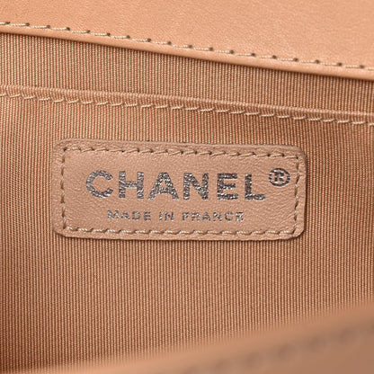 Chanel Calfskin Chevron Quilted Medium Braided Boy Flap Beige 7 of 15