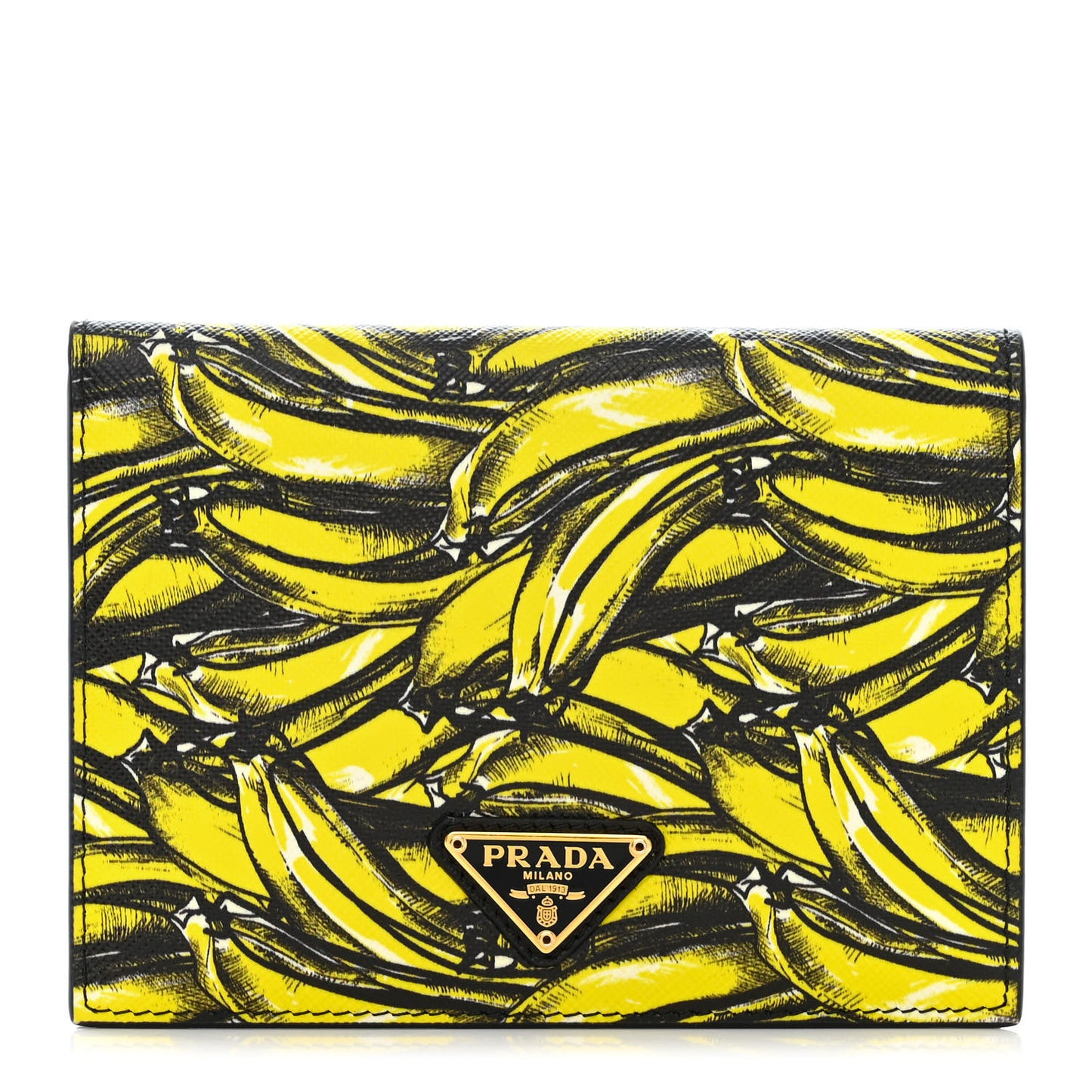 Saffiano Triangle Banana Print Passport Holder Giallo Dis Banana