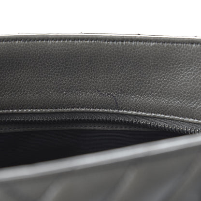 Saint Laurent Sheepskin Matelasse Chevron Large Monogram Shopping Bag Light Coal 7 of 10