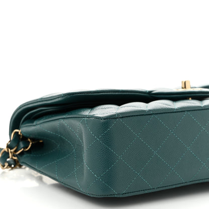 Chanel Caviar Quilted Medium Double Flap Dark Green 9 of 10