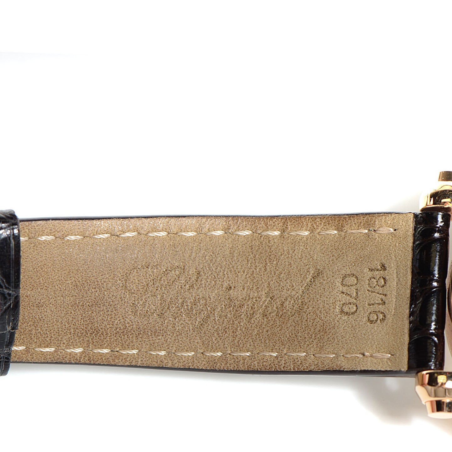 18K Rose Gold Alligator 7 Diamond 36mm Happy Sport Quartz Watch Champagne