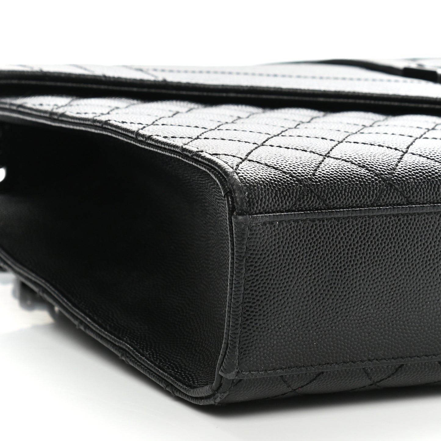 Grain De Poudre Textured Mixed Matelasse Large Triquilt Monogram Monochrome Satchel Black