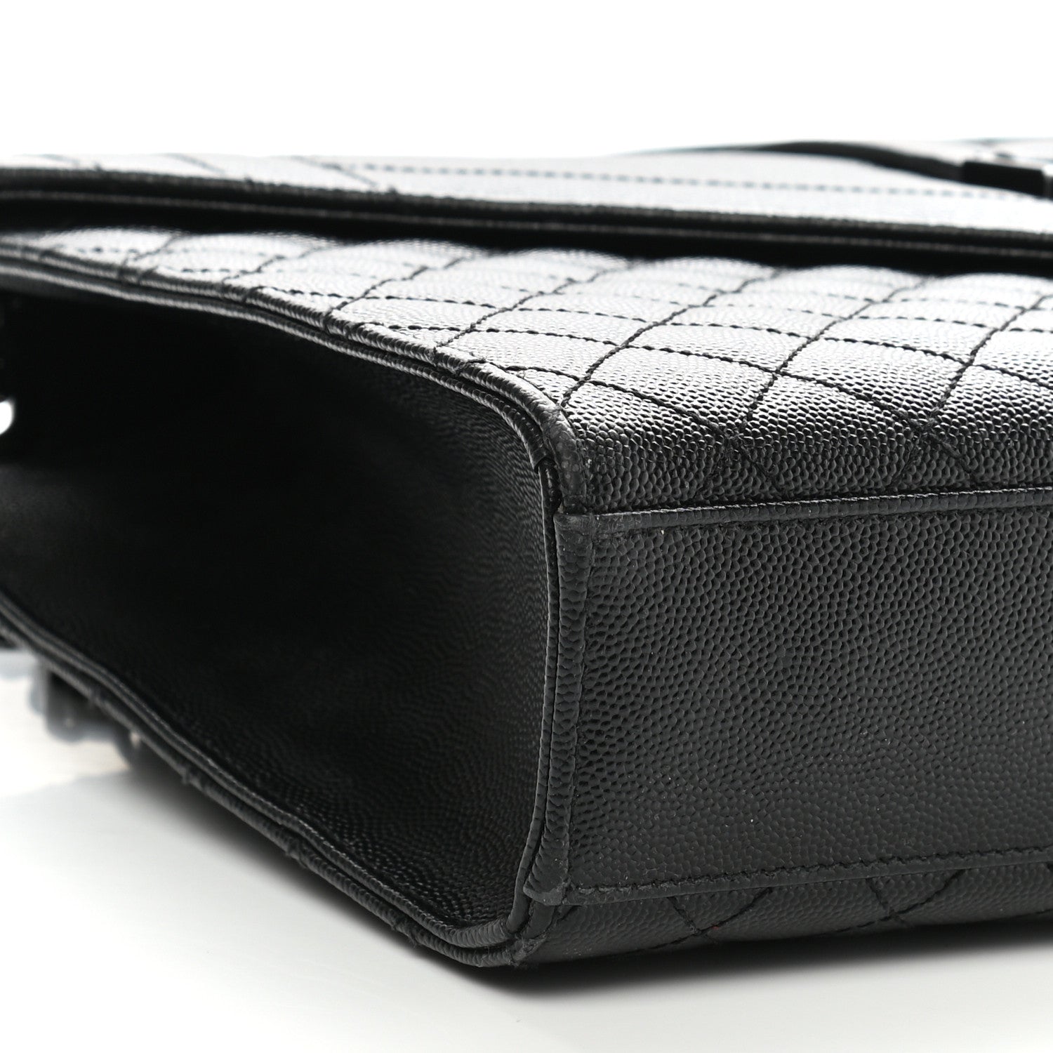 Saint Laurent Grain De Poudre Textured Mixed Matelasse Large Triquilt Monogram Monochrome Satchel Black 10 of 14