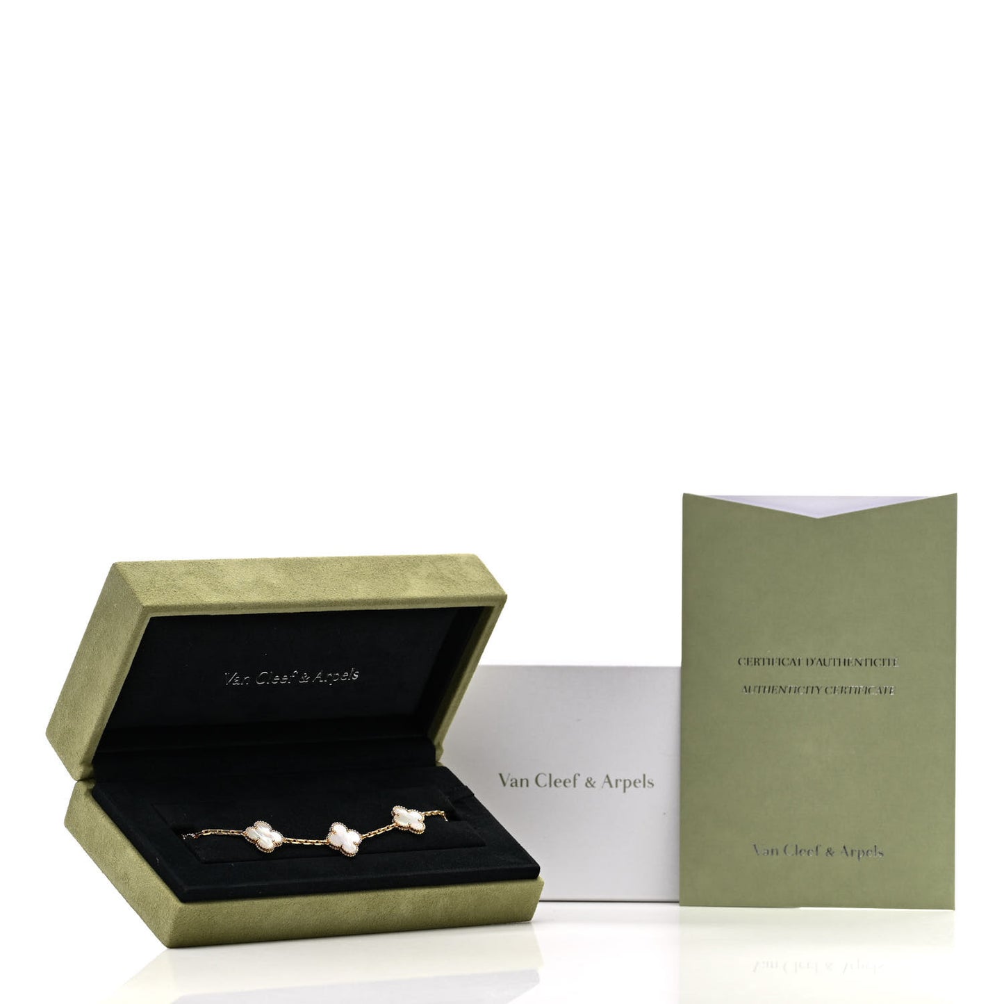 18K Yellow Gold Mother of Pearl 5 Motifs Vintage Alhambra Bracelet
