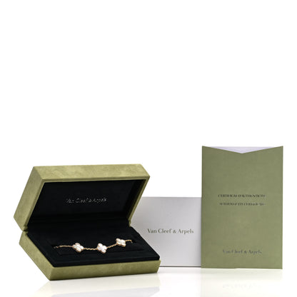 Van Cleef & Arpels 18K Yellow Gold Mother of Pearl 5 Motifs Vintage Alhambra Bracelet 5 of 5