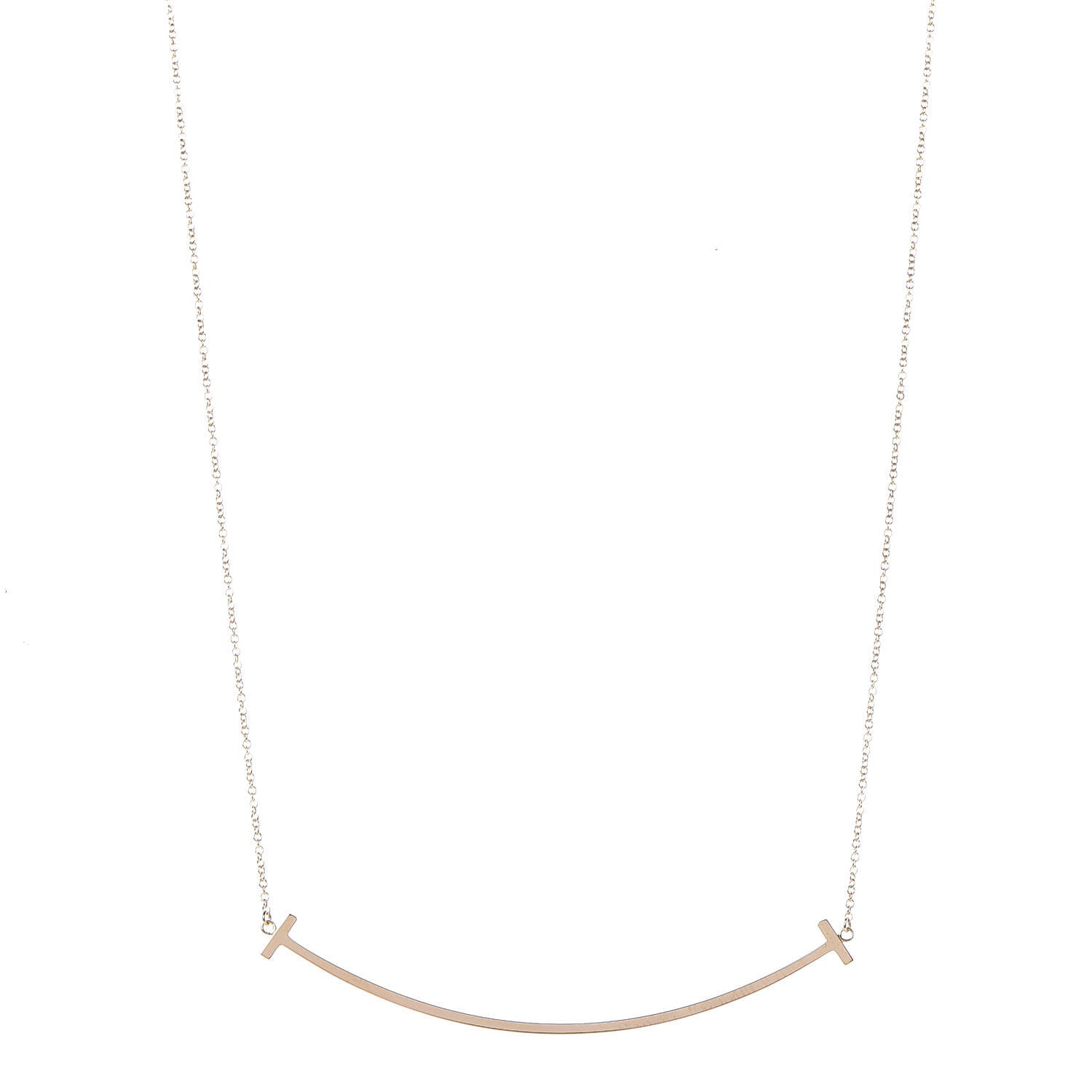 Tiffany 18K Yellow Gold Large T Smile Pendant Necklace 1 of 6