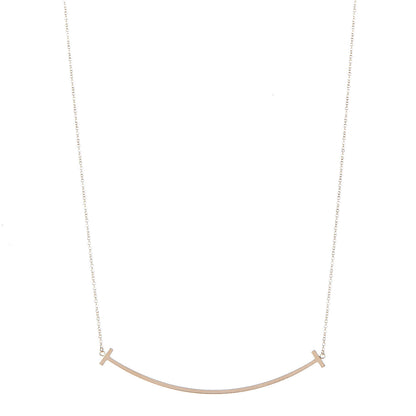 Tiffany 18K Yellow Gold Large T Smile Pendant Necklace 1 of 6