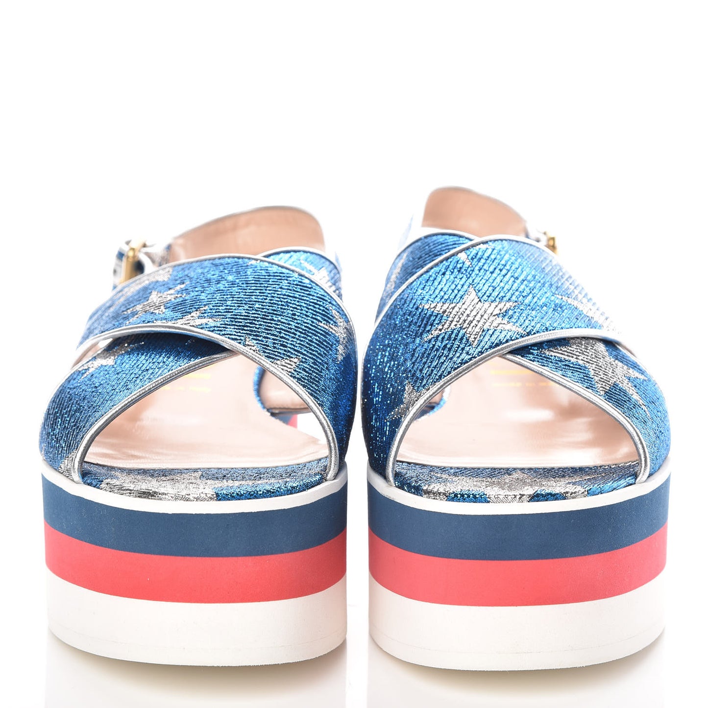 Lurex Starry Sky Crossover Platform Sandals 40 Bleuette Silver