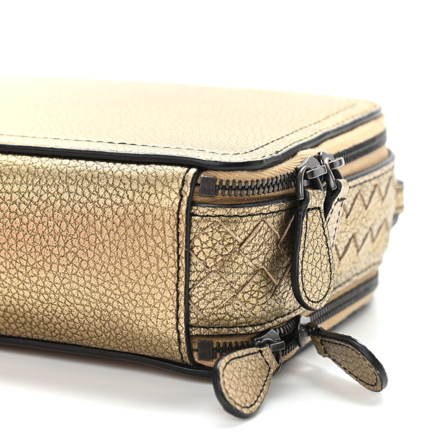 Metallic Lambskin Intrecciato Camera Bag Champignon