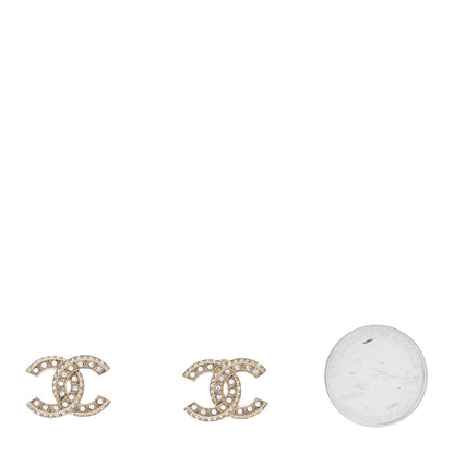 Chanel Crystal Timeless CC Earrings Gold 2 of 4