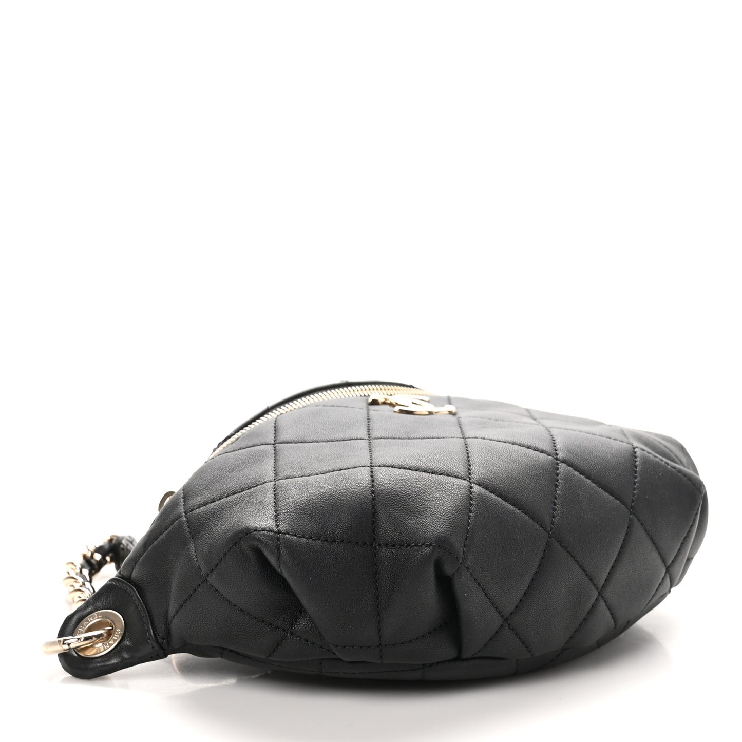 Lambskin Quilted Resin Bi-Color Waist Bag Fanny Pack Black
