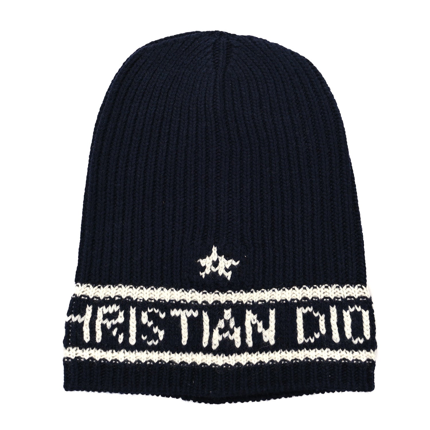Christian Dior Wool Cashmere Star Beanie Blue Marine 1 of 4