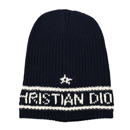 Christian Dior Wool Cashmere Star Beanie Blue Marine 1 of 4
