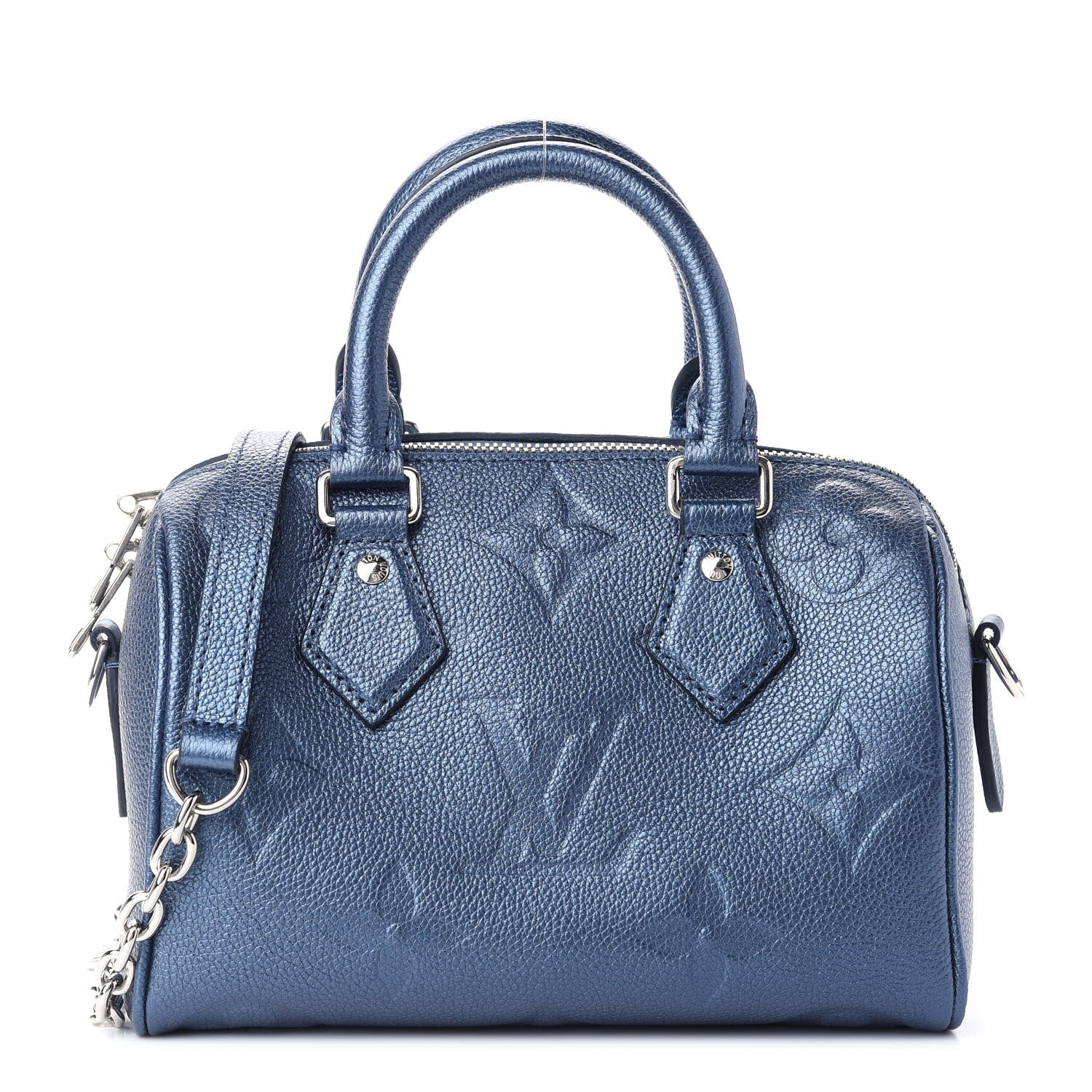 Louis Vuitton Metallic Empreinte Monogram Giant Speedy Bandouliere 20 Navy Nacre 1 of 8