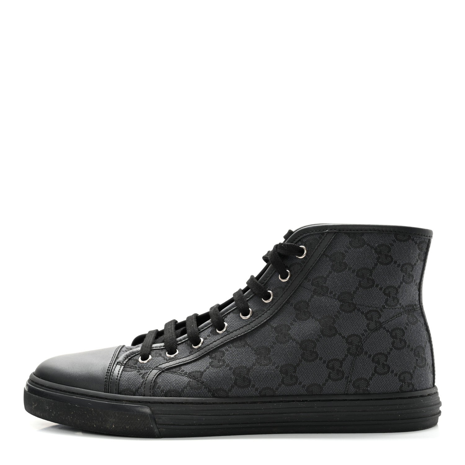 Gucci Monogram Mens High Top Sneakers 9 Black 1 of 12