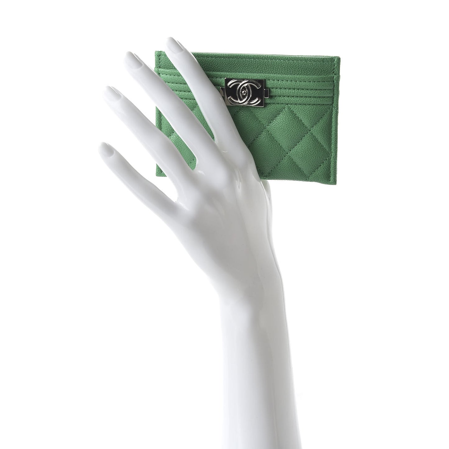 Caviar Quilted Boy Card Holder Green