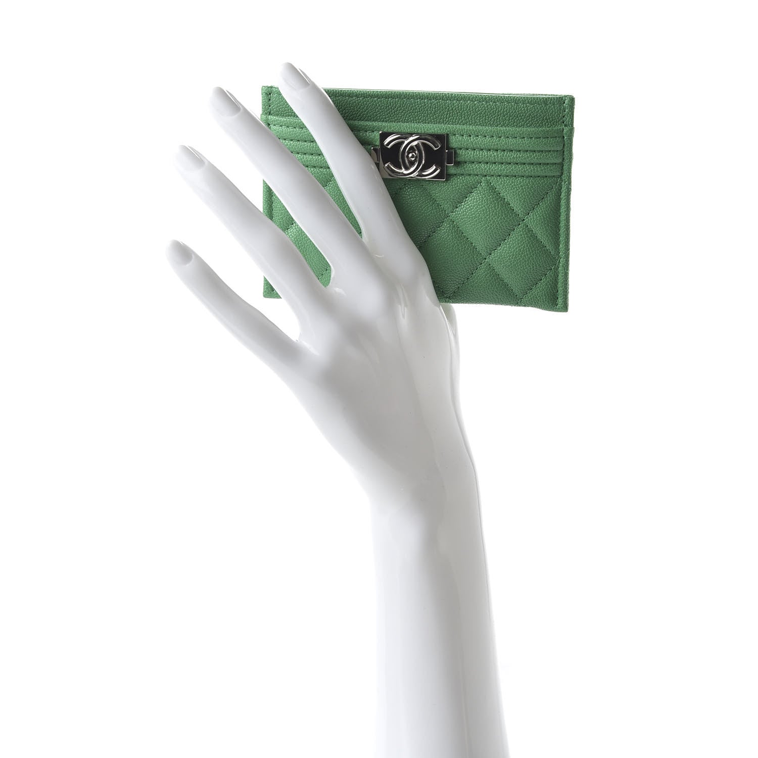 Chanel Caviar Quilted Boy Card Holder Green 2 of 12