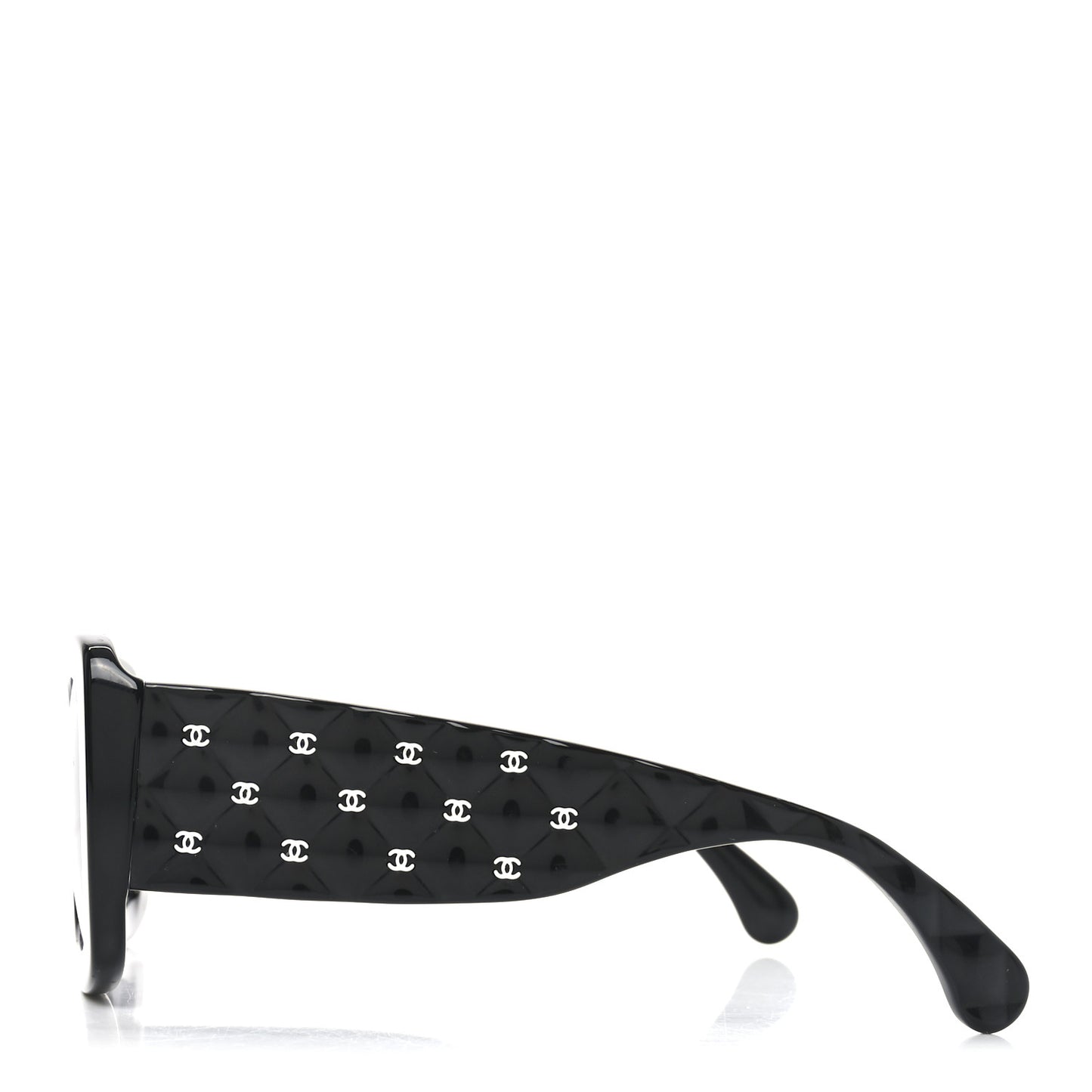 Acetate Quilted CC Rectangle Sunglasses 5483-A Black