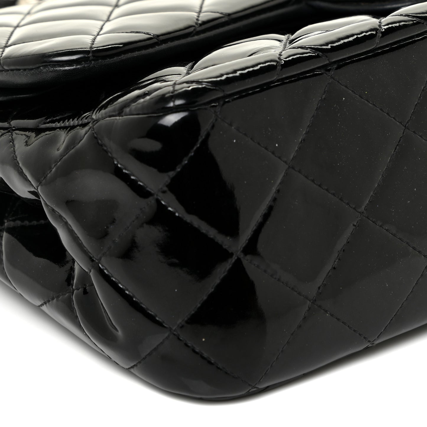 Patent Quilted Jumbo Double Flap Black