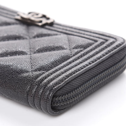 Chanel Caviar Quilted Small Boy Zip Around Wallet Grey 10 of 10