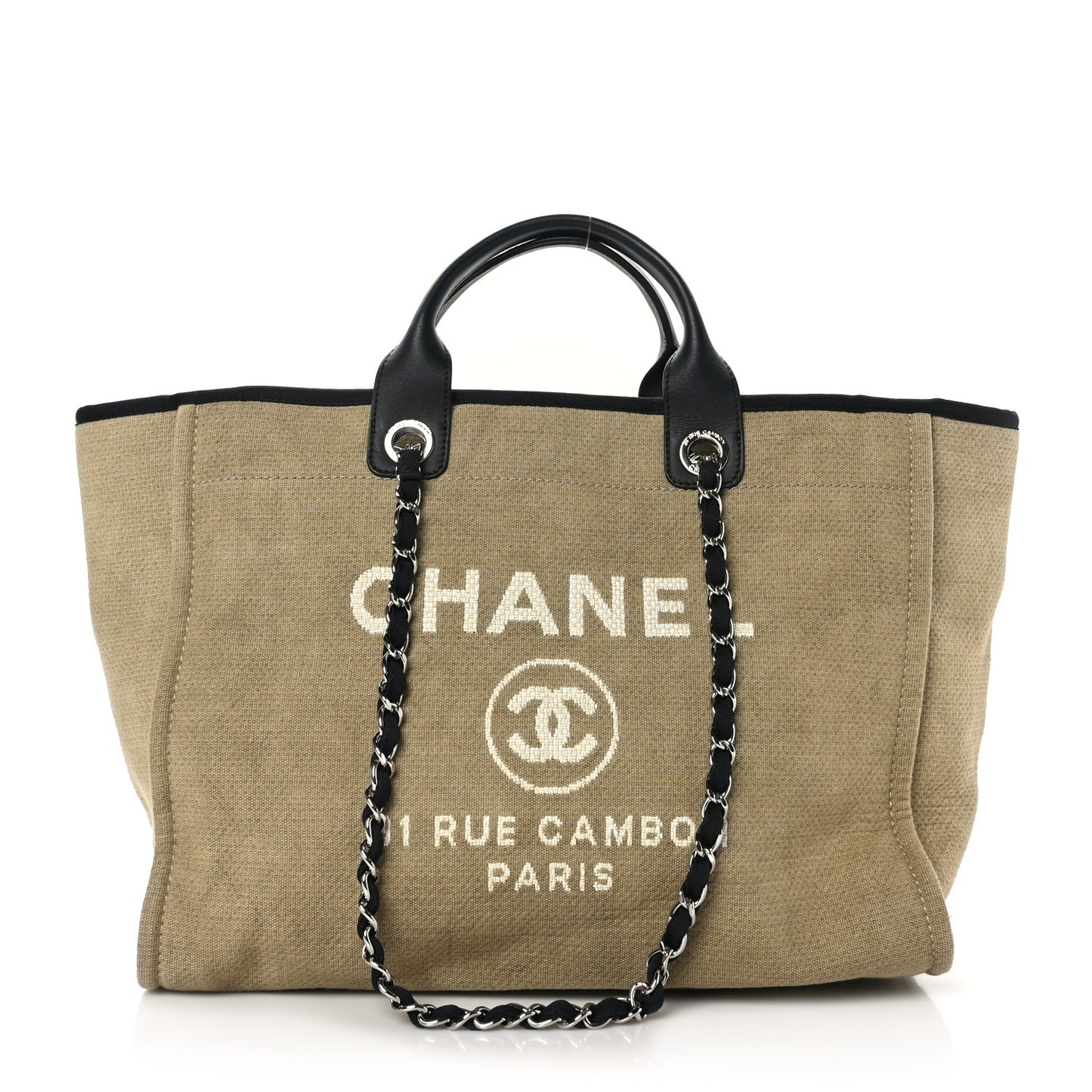 Canvas Medium Deauville Tote Beige Black