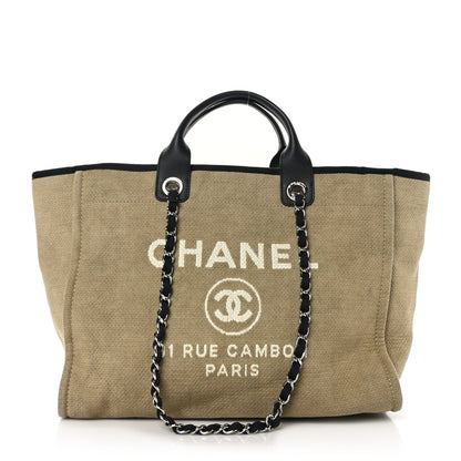 Chanel Canvas Medium Deauville Tote Beige Black 1 of 9