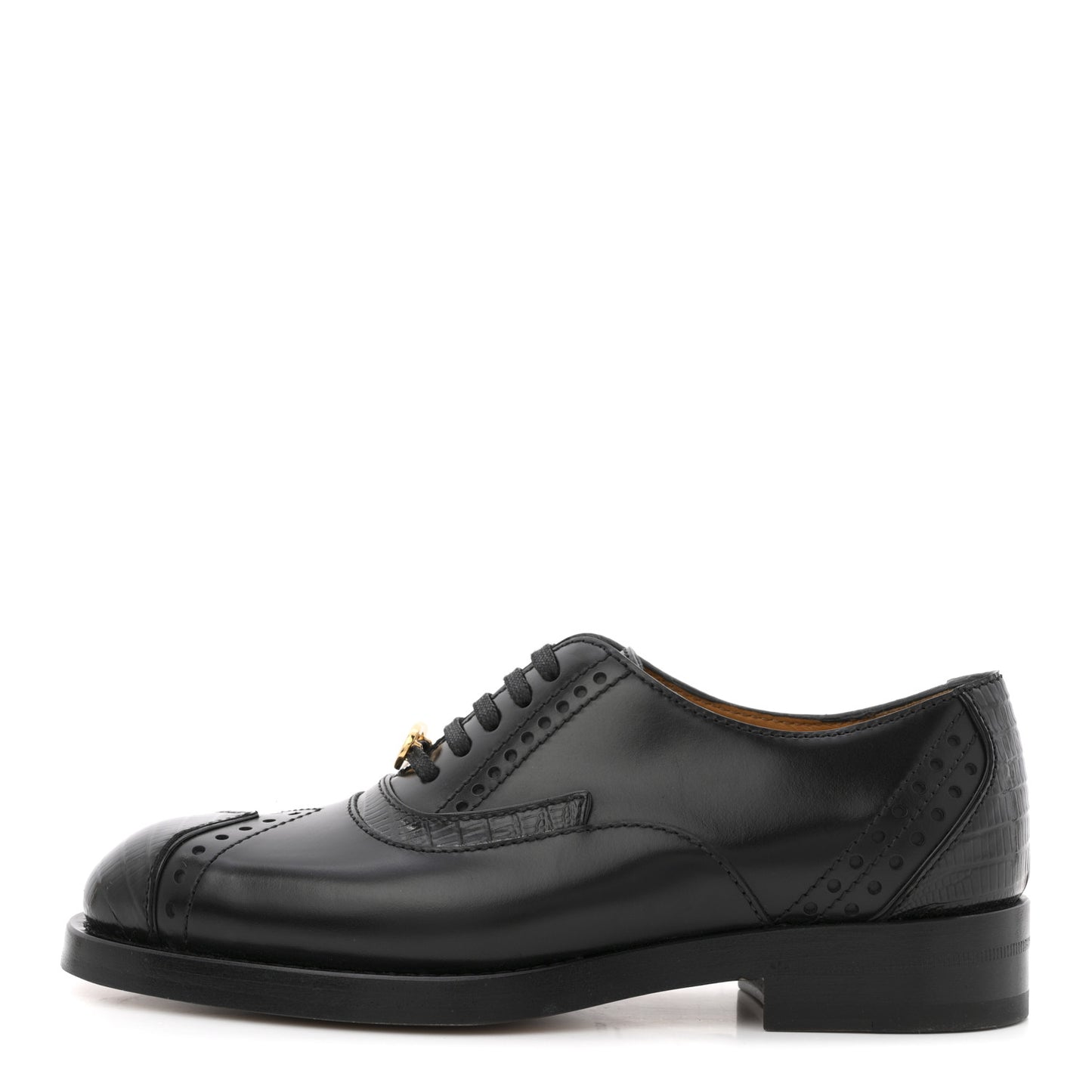 Glossy Calfskin Tejus Womens Lace Up Loafers 35 Black