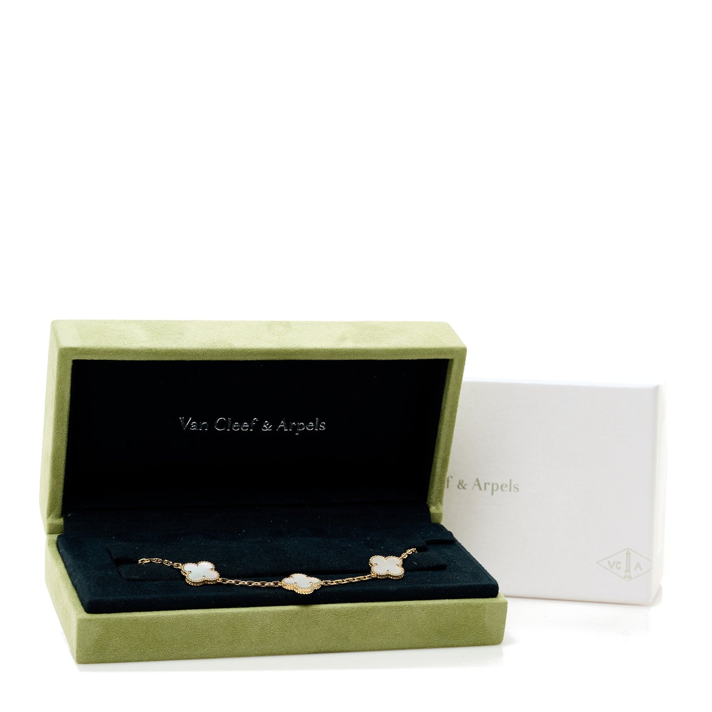 18K Yellow Gold Mother of Pearl 5 Motifs Vintage Alhambra Bracelet