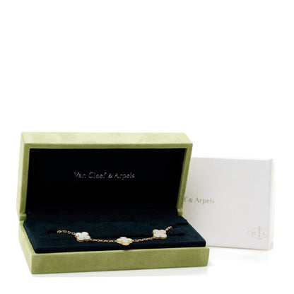 Van Cleef & Arpels 18K Yellow Gold Mother of Pearl 5 Motifs Vintage Alhambra Bracelet 5 of 5