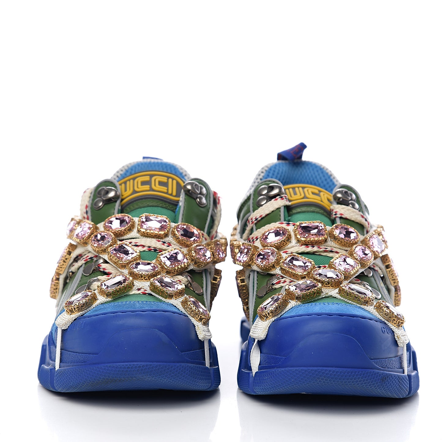 X SEGA Nylon Calfskin Suede Removable Crystals Flashtrek Sneakers 36.5 New Shamarock Bright Splash Vintage Green