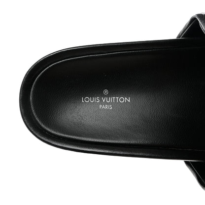 Louis Vuitton Lambskin Embossed Monogram Jumbo Flatform Mule Sandals 37.5 Black 6 of 9