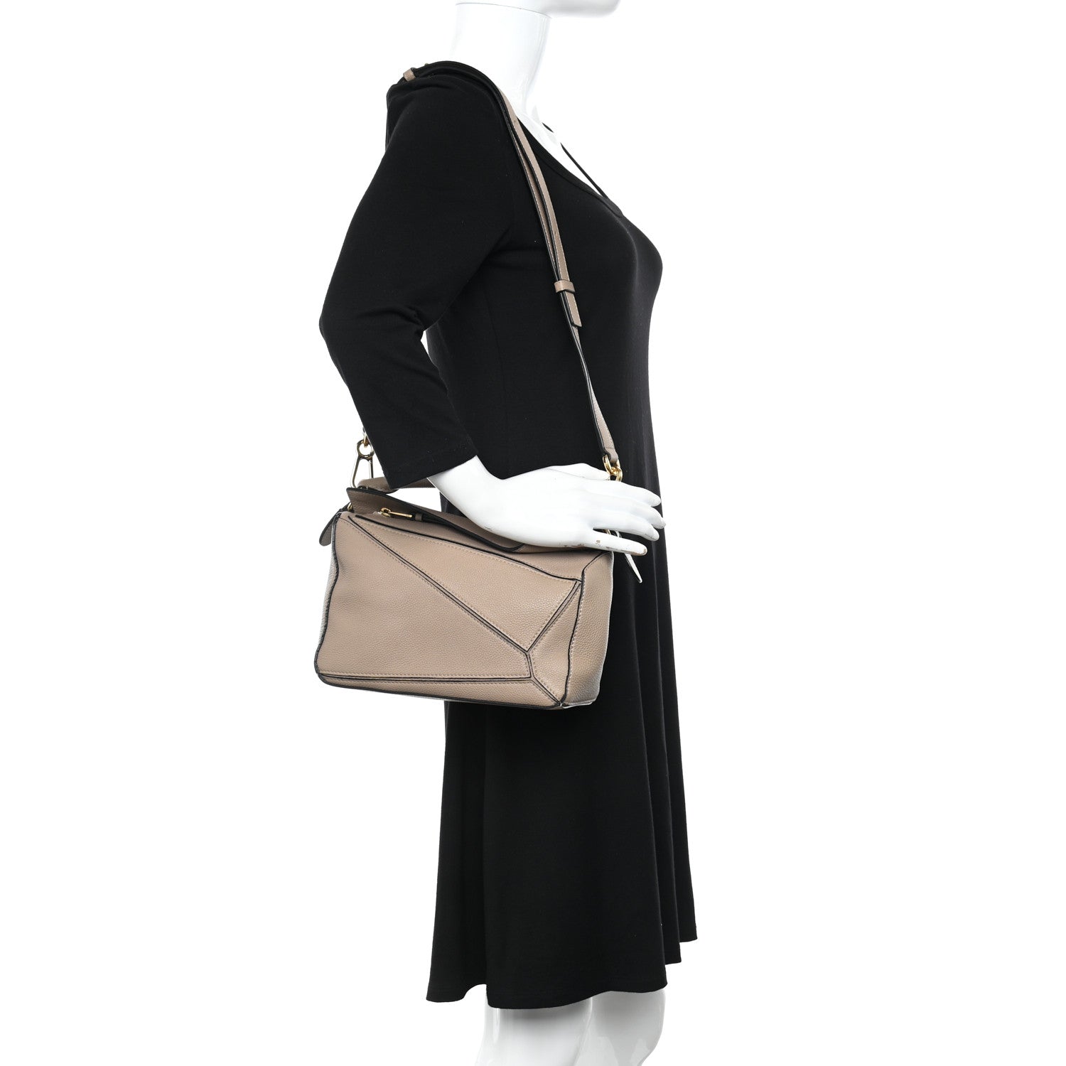 Loewe Grained Calfskin Small Puzzle Bag Sand 2 of 18