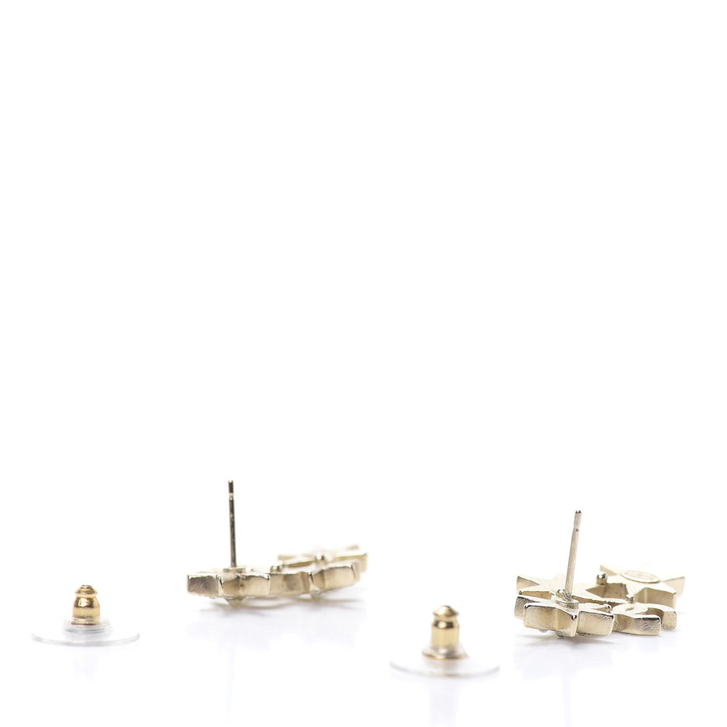 Crystal Pearl CC Star Earrings Gold