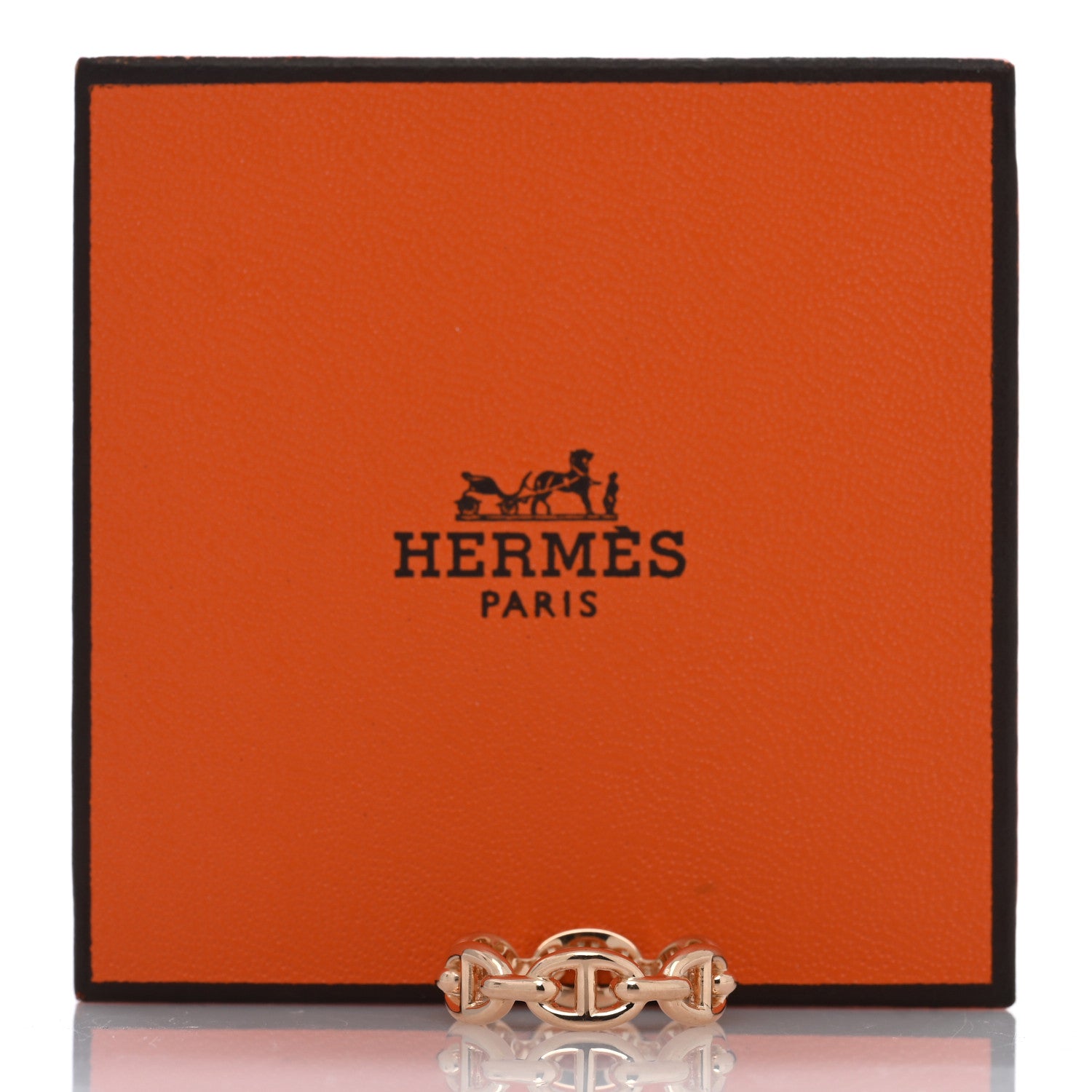 Hermes 18K Rose Gold PM Chaine d'Ancre Enchainee Ring 52 6 5 of 5