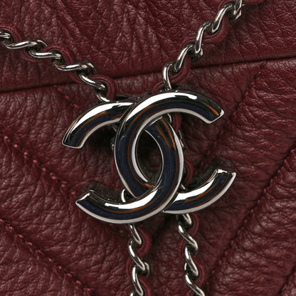 Chanel Deerskin Chevron Medium CC Chain Bucket Drawstring Bag Burgundy 12 of 12
