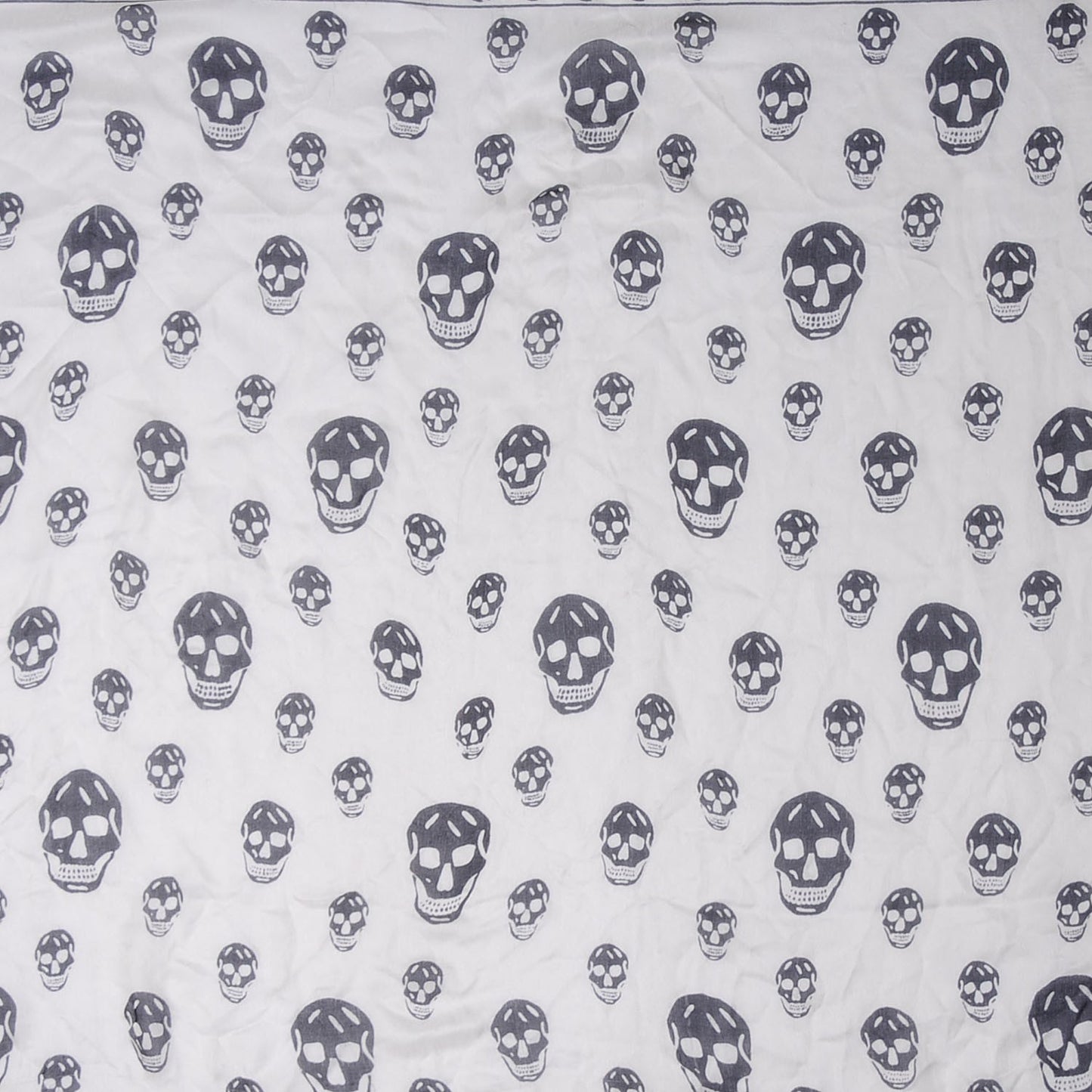 Silk Chiffon Skull Scarf Ivory Black