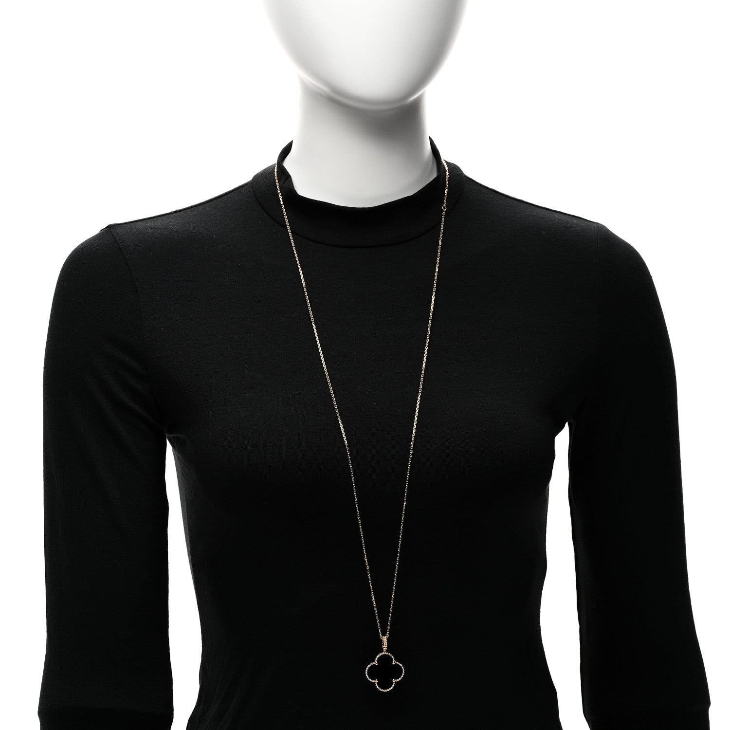 Van Cleef & Arpels 18K Yellow Gold Black Onyx Magic Alhambra Pendant Necklace 2 of 6