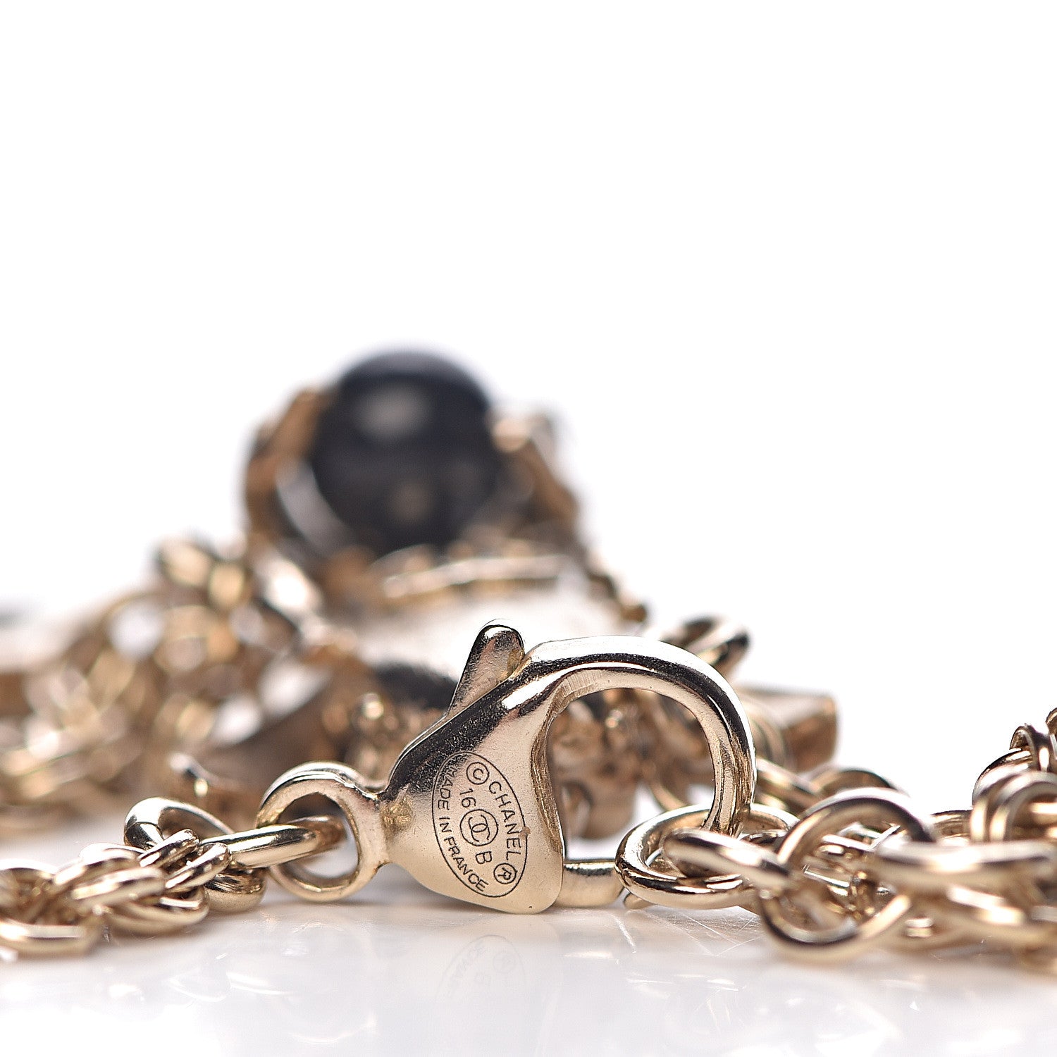 Chanel Crystal Chain Bee CC Charm Bracelet Gold Black 4 of 5
