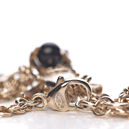 Chanel Crystal Chain Bee CC Charm Bracelet Gold Black 4 of 5
