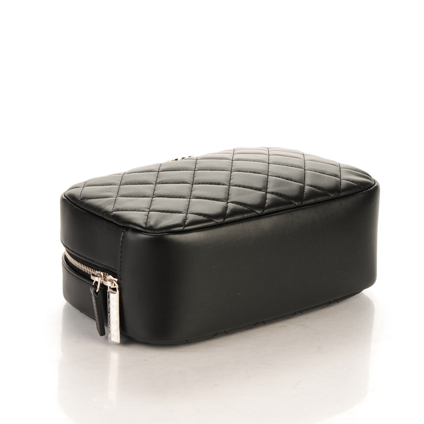 Chanel Lambskin Quilted Curvy Pouch Cosmetic Case Black 4 of 7