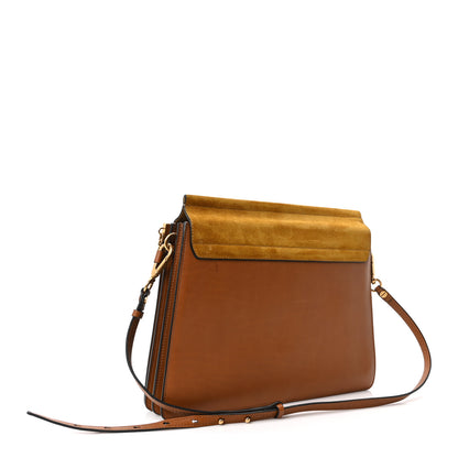 Chloe Calfskin Suede Studded Medium Faye Shoulder Bag Caramel 3 of 10