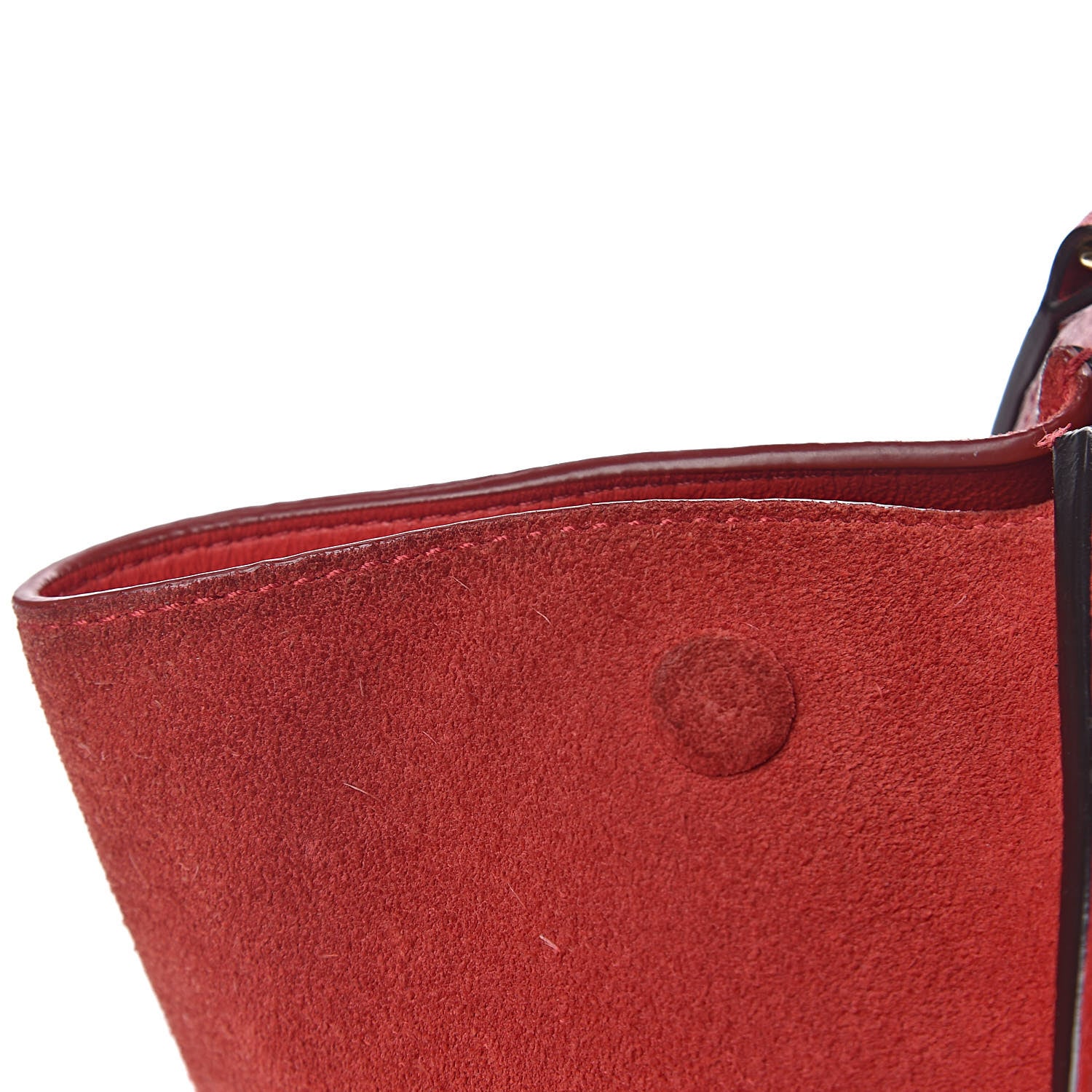 Celine Drummed Calfskin Suede Medium Trapeze Coquelicot 15 of 26